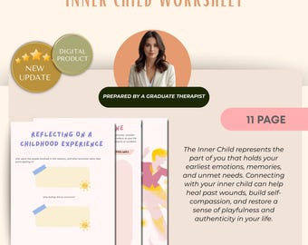 Inner child, Healing Workbook therapy worksheets, Emotional Healing, attachment styles, self-esteem, trauma therapy, family therapy