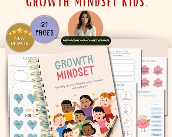 Growth Mindset Kids Therapy Workbook for kids teens, Emotional Regulation and Coping Skills for Kids, Kids Play Therapy Worksheets SEL