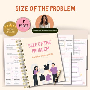 The size of the problem worksheets, kids and teen therapy, group therapy, therapy worksheets, executive functioning skills, ADHD management