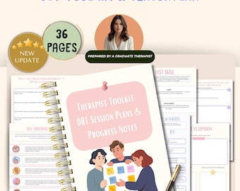DBT Session  Progress Notes for Therapy Sessions, dbt skills, dbt workbook, therapy worksheet, counseling resources, therapy tool