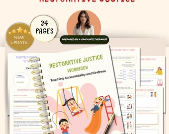Restorative Justice Workbook for Kids, Positive Communication ,coping skills, Social Workers, Psychologists, SEL, Goal Setting, Apology