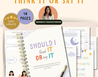 Think it or say it worksheets, social filter activities, School Counseling, social skills, therapist tools,counselor tools,social psychology