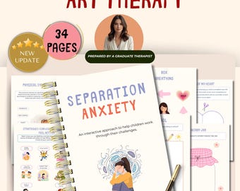 Kids Separation Anxiety Worksheets for Parents, therapists, counselors, and individuals. Therapy Workbook. School counselling. CBT. Play