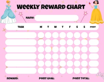 Princess Reward Sticker Chart: Cinderella and Snow White Chore Chart (Printable PDF Digital File)