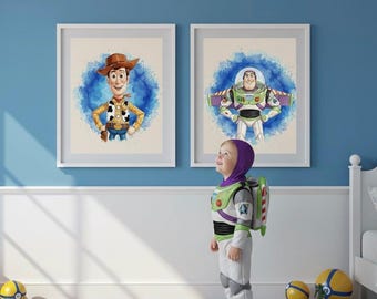 Toy Story Nursery Prints: Woody and Buzz Watercolor Art (Digital Download)