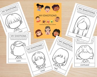 My Emotions Activity Book, SEL Drawing Workbook, Feelings for Toddlers (Digital Download)