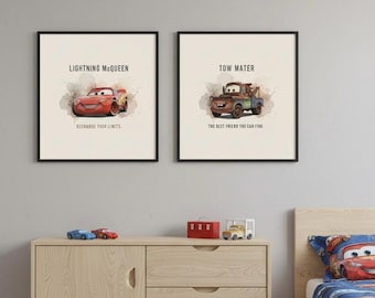 Póster de Cars para decoración de pared: Rayo McQueen y Mater (SOLO descarga digital)