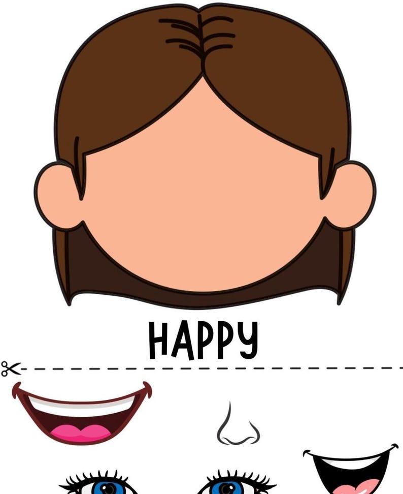 Blank Face Emotions Activity: Kids Cut & Paste Printable (PDF Download ...
