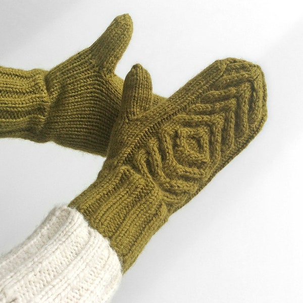 CUSTOM ORDER Hand Knit Aran Olive Mitten