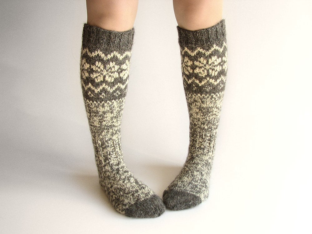 Fair Isle Knee High Organic Wool Women 