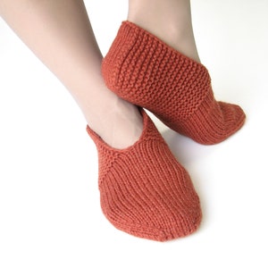 Wool terracotta slippers, ankle socks, Valentines practical gift for girlfriend wife sister, Cute winter warm home clothing