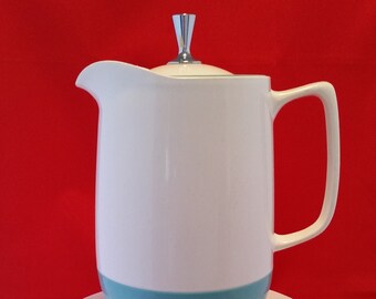 Vintage Retro White and Turquoise Thermal Coffee Server and Pitcher made by Vacron