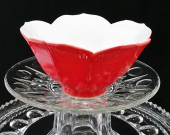Unique 4.5" Vintage Retro Red Lotus Porcelain Rice bowl