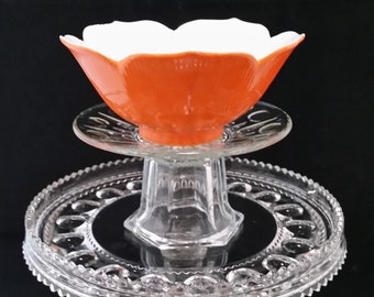 Unique 6" Vintage Retro Orange Lotus Porcelain Rice bowl