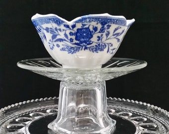 Unique 4.5" Vintage Cobalt Blue Flower Lotus Porcelain Rice bowl