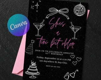 Tini Bit Older födelsedagsinbjudan, kvinna vuxenfest (digital nedladdning)