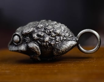 Whimsical White Copper Frog Pendant Necklace: Amphibian Jewelry