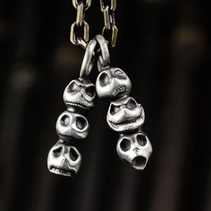 Kürbis König Jack Skull Sterling Silber Set Anhänger - Nightmare of the Christmas Rollenspiel Halskette