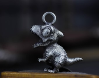 Baby Trex Charm Necklace Solid Silver, Tyrannosaurus Rex Necklace Pendant，Dino Collector Jewelry