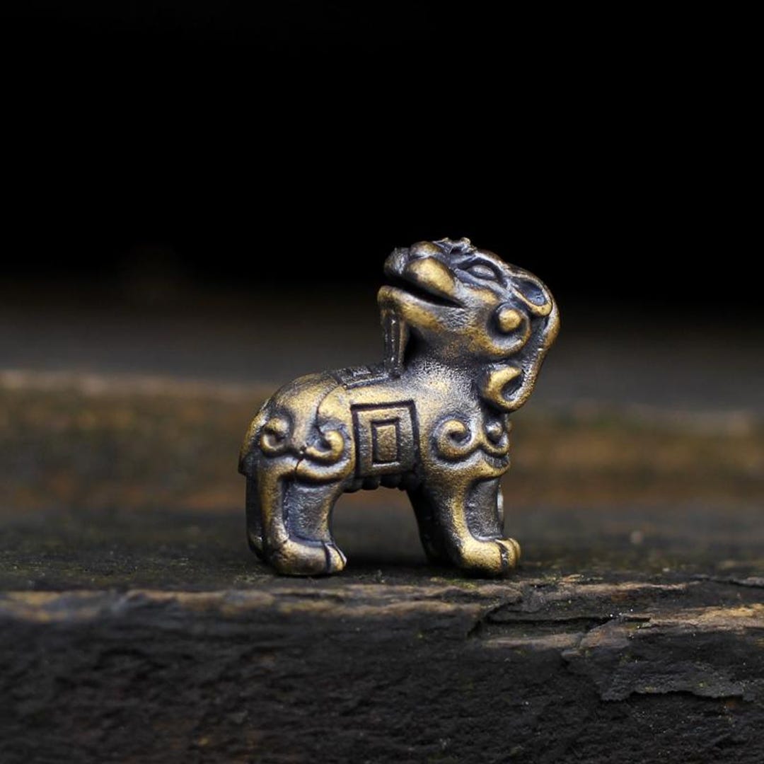Antique Brass Pi Xiu Pendant, Chinese Fortune Guardian Necklace, Wealth ...