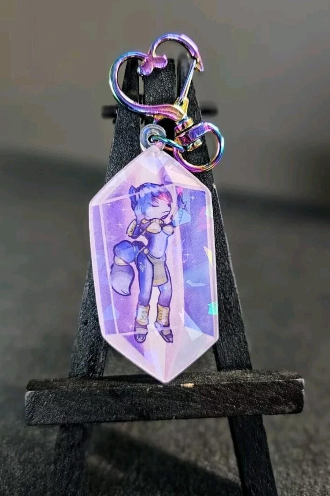 Krystal Starfox Adventures Holographic Crystal Gem Keychain