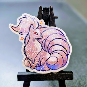 Shiny Ninetales Pokémon holographic heart pattern / 3 inch vinyl decal sticker