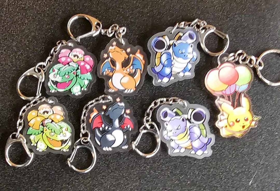シャイニーリザードン ピカチュウ カメックス フシギバナ キーチェーン