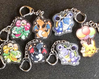 シャイニーリザードン ピカチュウ カメックス フシギバナ キーチェーン