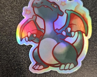 Special Holographic Black Shiny Charizard Sticker Sets Retro Design Art Vinyl Gloss
