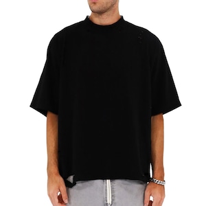 Distressed oversized zwaar katoenen T-shirt - verlaagde schouder in vintagestijl