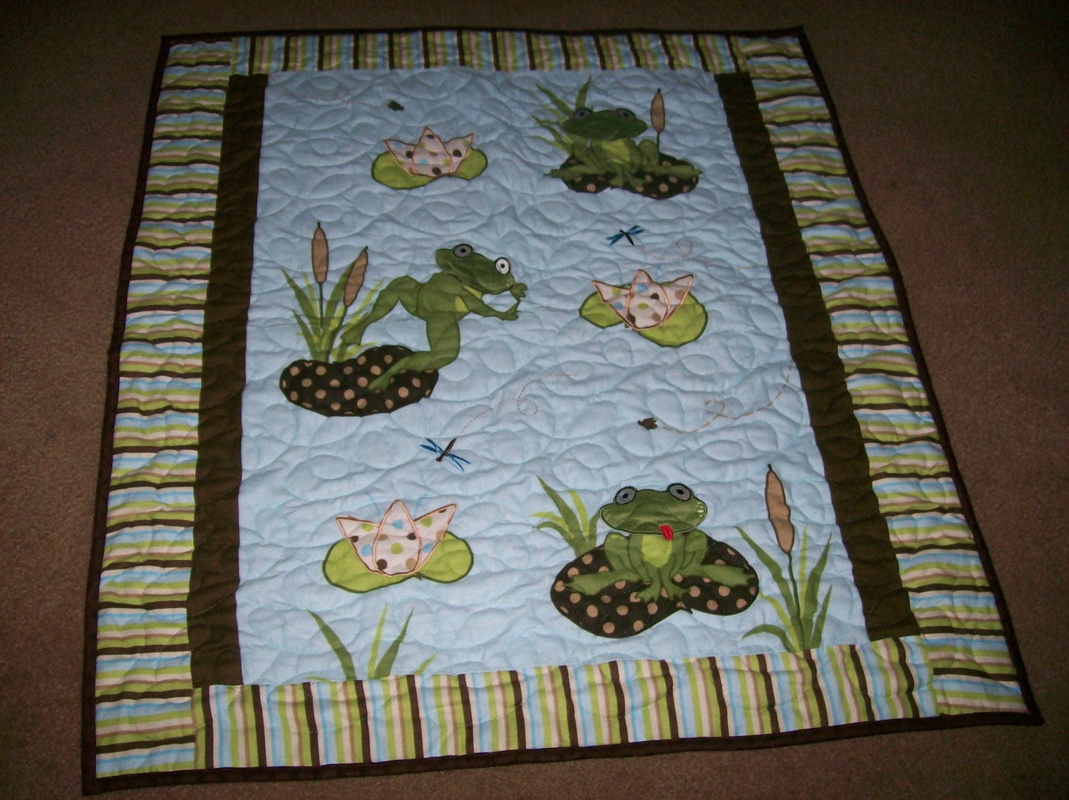 Applique And Embroidery frog Quilt Etsy