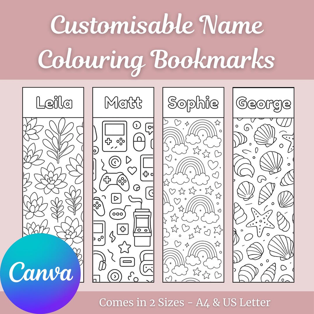 Name Bookmark Colour In Customisable Name Colouring Bookmarks | Bookmarks for Kids - Etsy