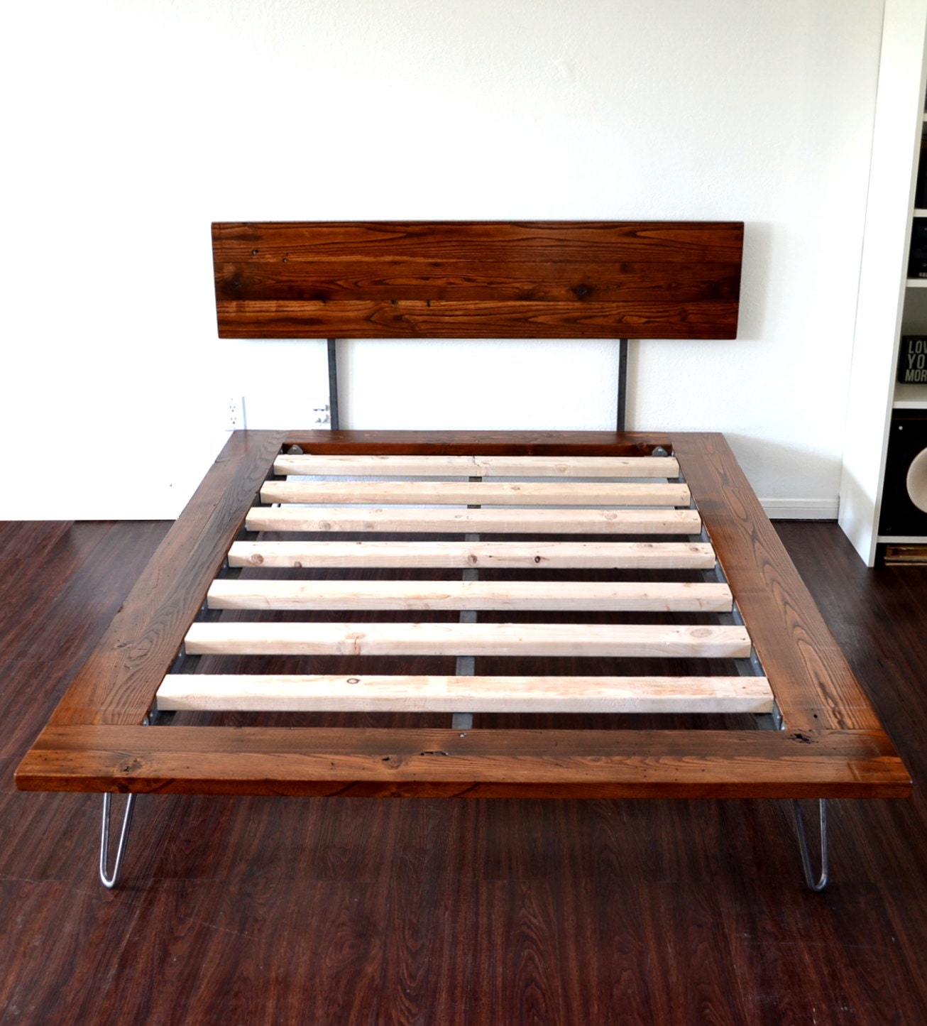 Platform Bed And Headboard On Hairpin Legs | California ...
