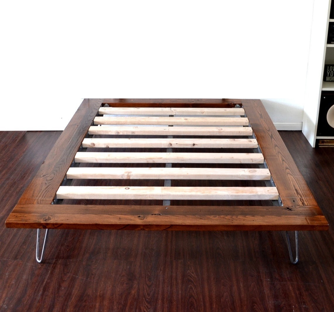 Hairpin Legs King Size Bed Wood Mid, Mid Century King Size Platform Bed