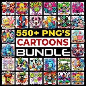 550+ Funny Cartoon Character Png, Retro Cartoon Png, Cartoon SVG, Cartoons Bundle, Retro Svg, Silhouette, Cut Files, Sublimation Design, Png