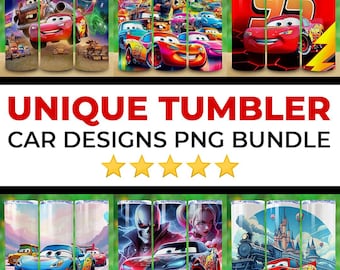 Cars Tumbler Wrap Bundle, 20oz Tumbler PNG Wraps Design, 20 oz Skinny Tumblers Designs Template, Cartoon Car Tumblers, Sublimation Design