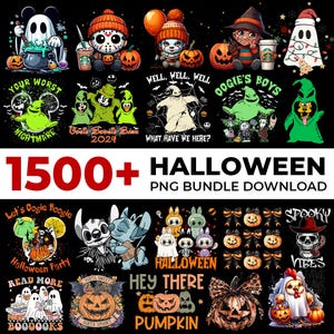 1500+ Halloween Mega Bundle Png, Horror Film Designs, Retro Halloween Png Bundle, Fall Png Bundle, Spooky Vibes Png, Trick Or Treat, Cartoon