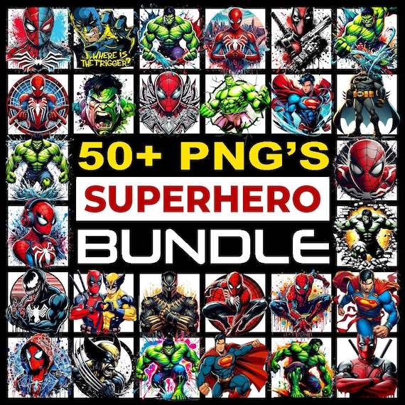 50+ Superhero Png Bundle, Avengers Clipart, Marvel T-shirt Design PNG, Superheroes Clipart, Heroes Png Set, Cute Cartoons Png, Superhero Svg