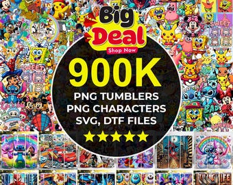 900K Mega Png, Svg Bundle, Dtf Designs, Cricut Files, Holiday Svg, Cartoon Svg Bundle, Cartoons Png, Cartoon Characters, Tumbler Png, Wraps