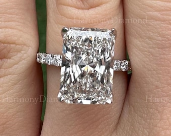 4 Carat Total IGI Certified Radiant Cut Lab Grown Diamond Hidden Halo Engagement Ring