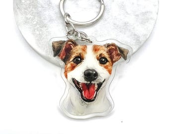 Jack Russell Terrier, Acrylic Keychain, Hand-drawn, Dog Keyring, Dog Keychain, Gift for Pet Parents, Dog Lover Gift