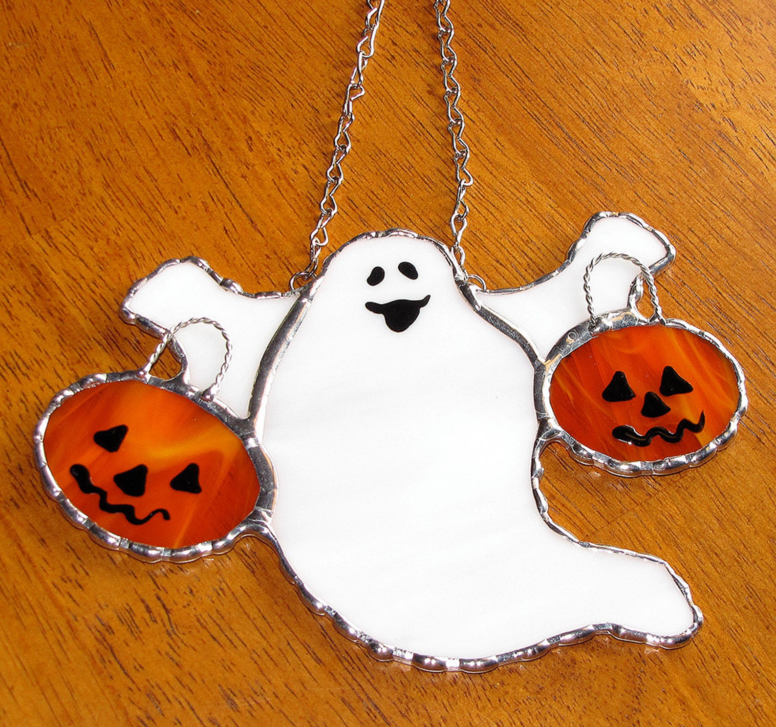 Stained Glass Suncatcher Halloween Spooky Ghost with Two Etsy