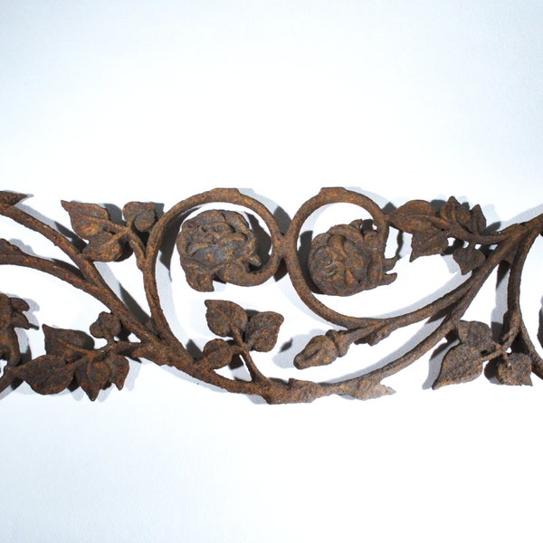 Antique Cast Iron Roses Vine Architectural Wall Hanging
