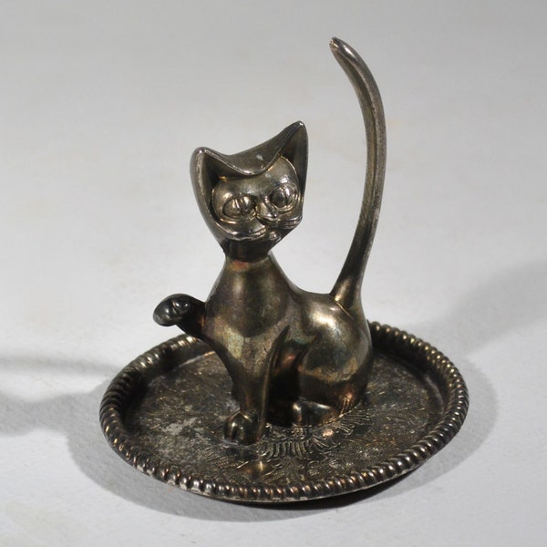 Vintage Silver Cat Ring Holder