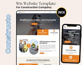 Wix-websitesjabloon bouwbedrijf: modern, responsief thema