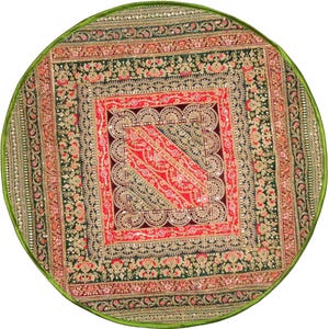 Handmade Indian Sari Patchwork Tablecloth: Vintage Boho Cotton Round Tapestry