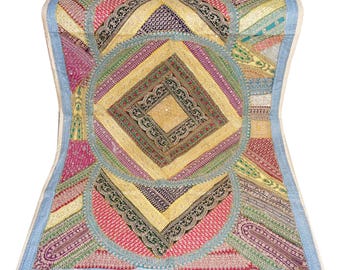Grand chemin de table indien en patchwork en tapisserie, décoration murale textile bohème (40 x 60)