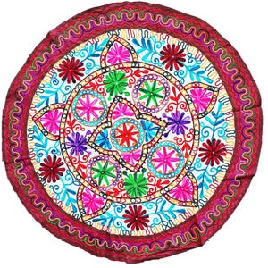 Vintage Round Embroidered Tablecloth Needlework Table Runner Boho Wall Hanging Tapestry Home Decor