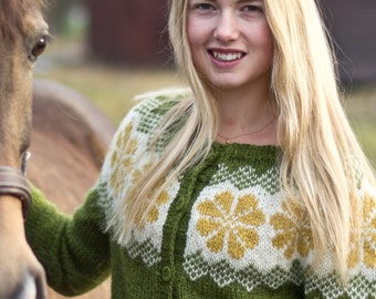 Oh-land - pattern for knitted cardigan | wool lopapeysa icelandic sweater lopi ull feminine swedish fairisle colorwork svenska swedish