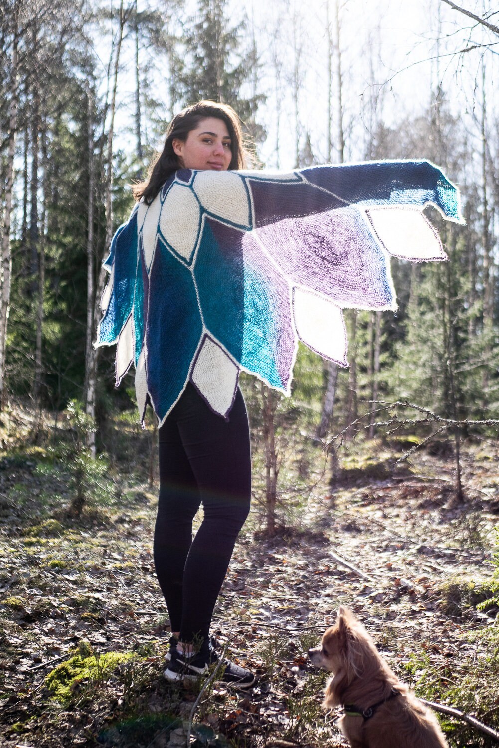 Neptuna pattern for garter stitch water lily shawl sideways Etsy